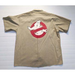 VINTAGE Ghostbusters Columbia Pictures Movie Promo Mechanic Work Shirt Size XL